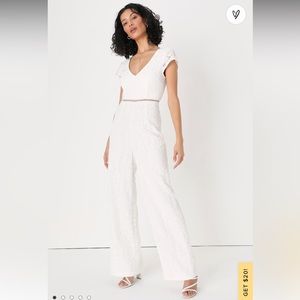 White Lace Jumpsuit Medium